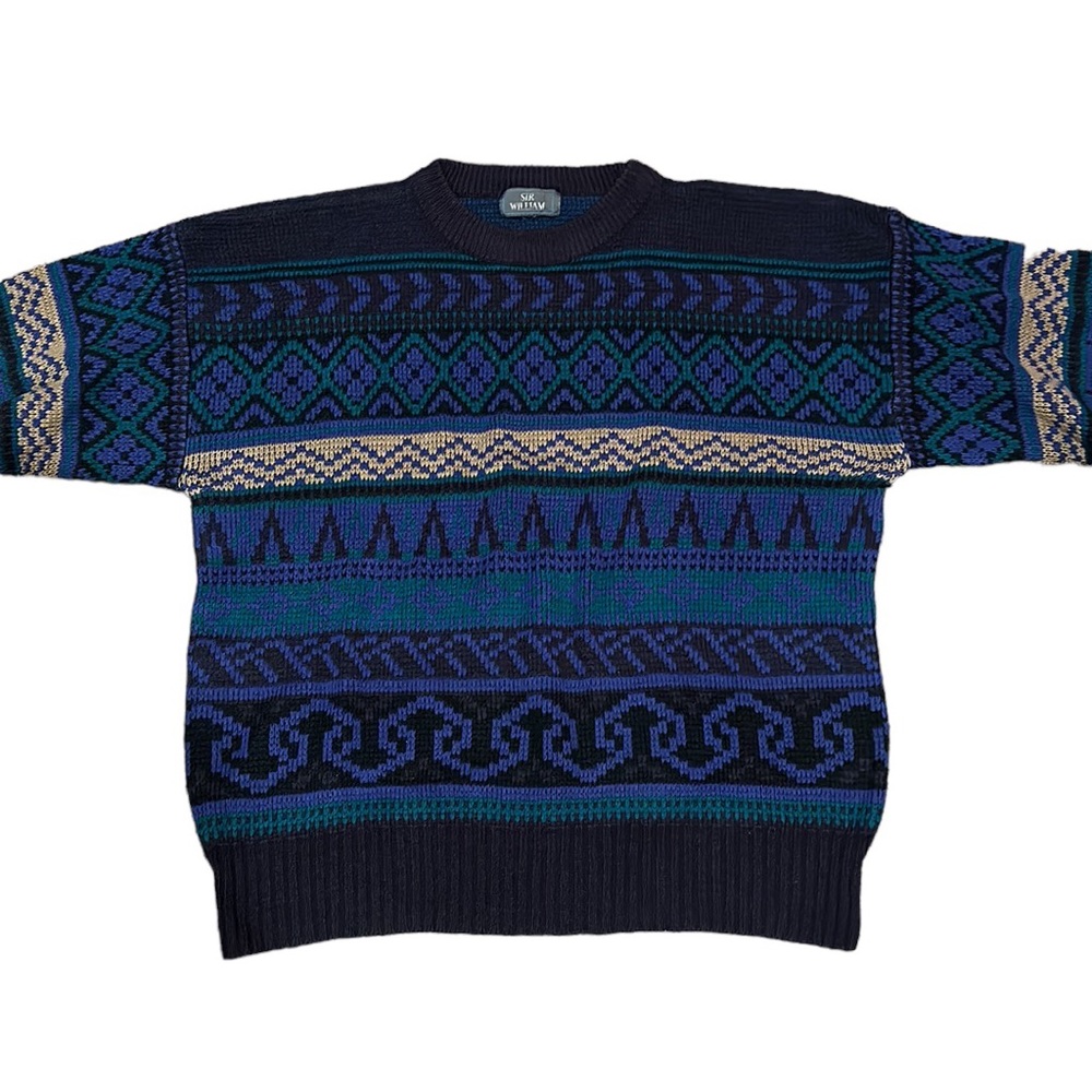 ⚡️SOLD⚡️Men’s Vintage Acrylic Long Sleeve Crew Neck Knit Sweater - Picture 2 of 4